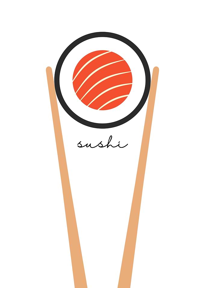 Sushi Roll with Chopsticks