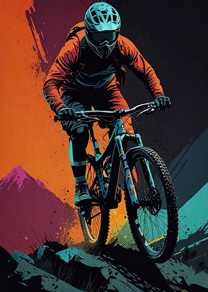 Mountain biker in action