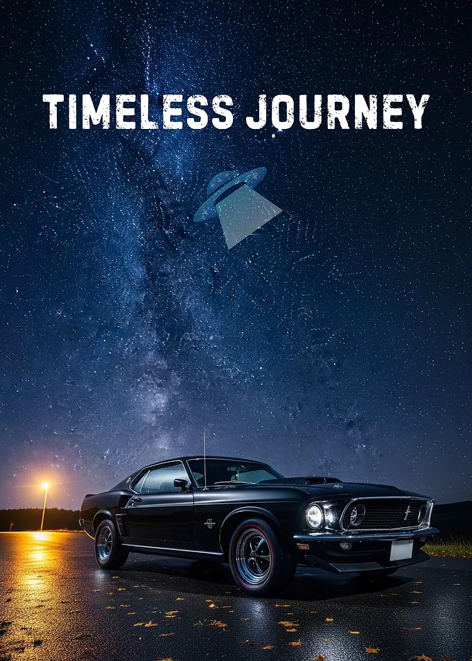 Timeless Journey: Car and UFO