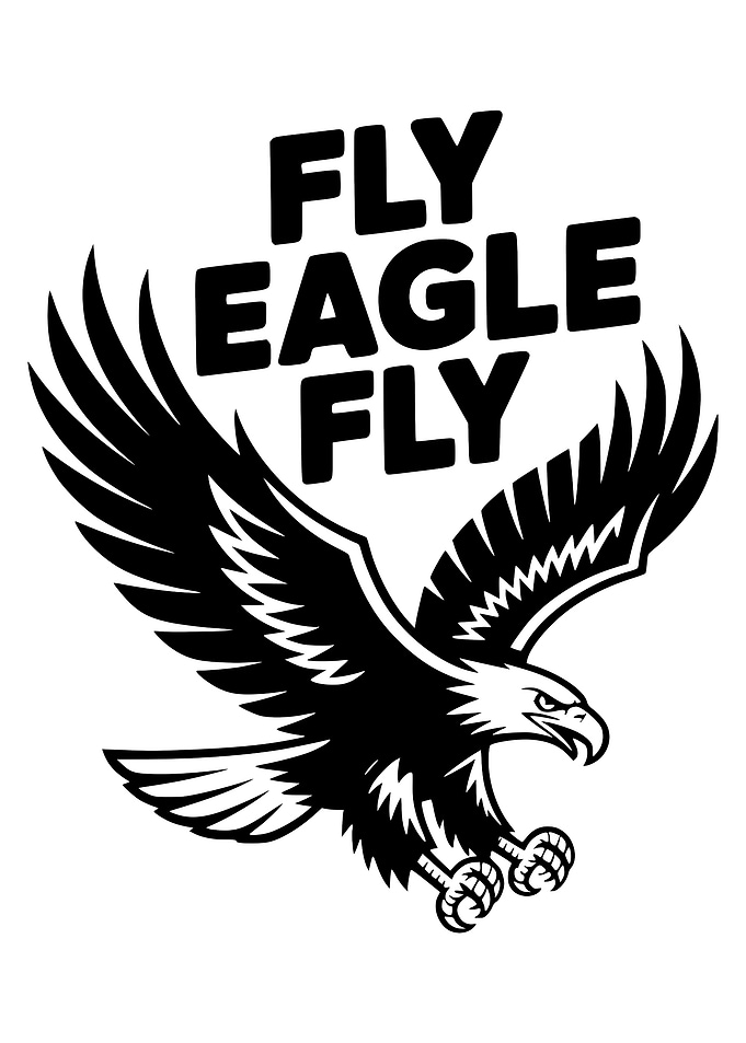 Fly Eagle Fly Black and White