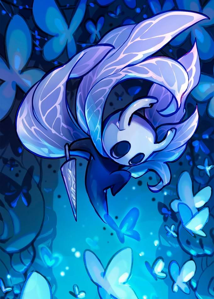 Hollow Knight in Blue Butterfly Garden