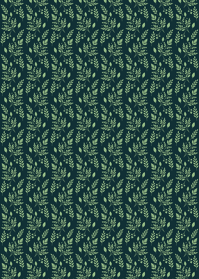Green Leaves Pattern on Dark Background