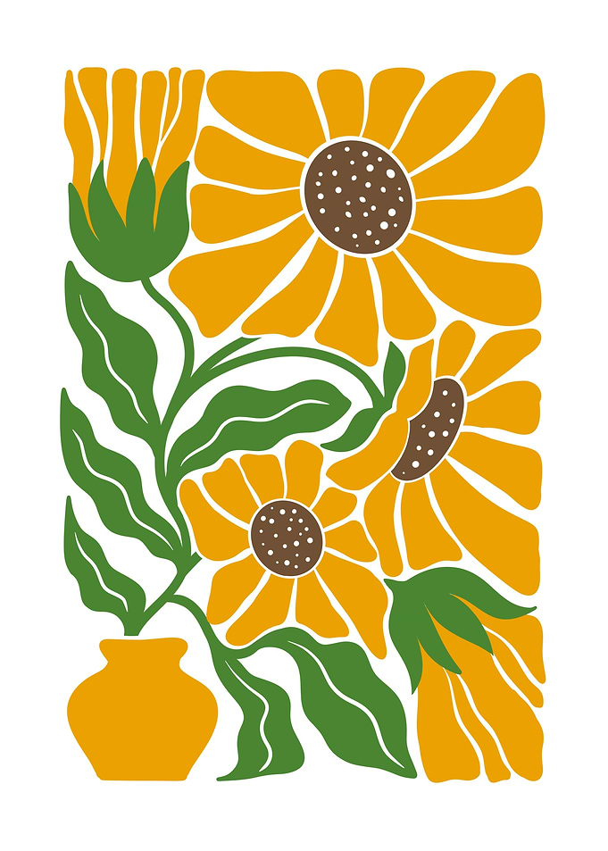 Stylized Sunflower Bouquet in Vase
