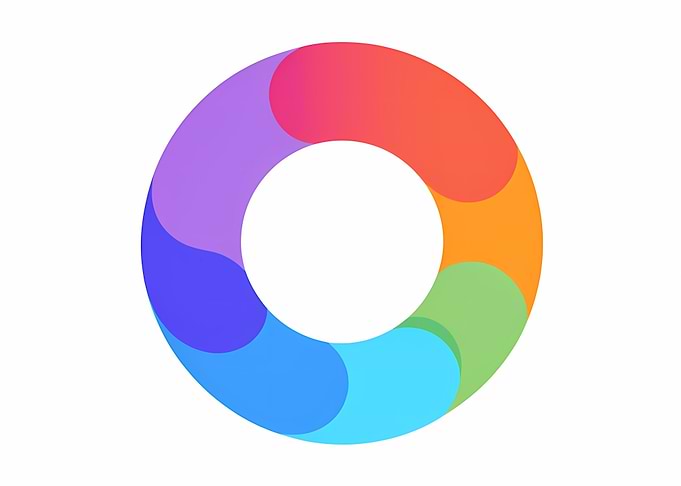 : Colorful Gradient Ring Logo — Circular Donut Emblem on White