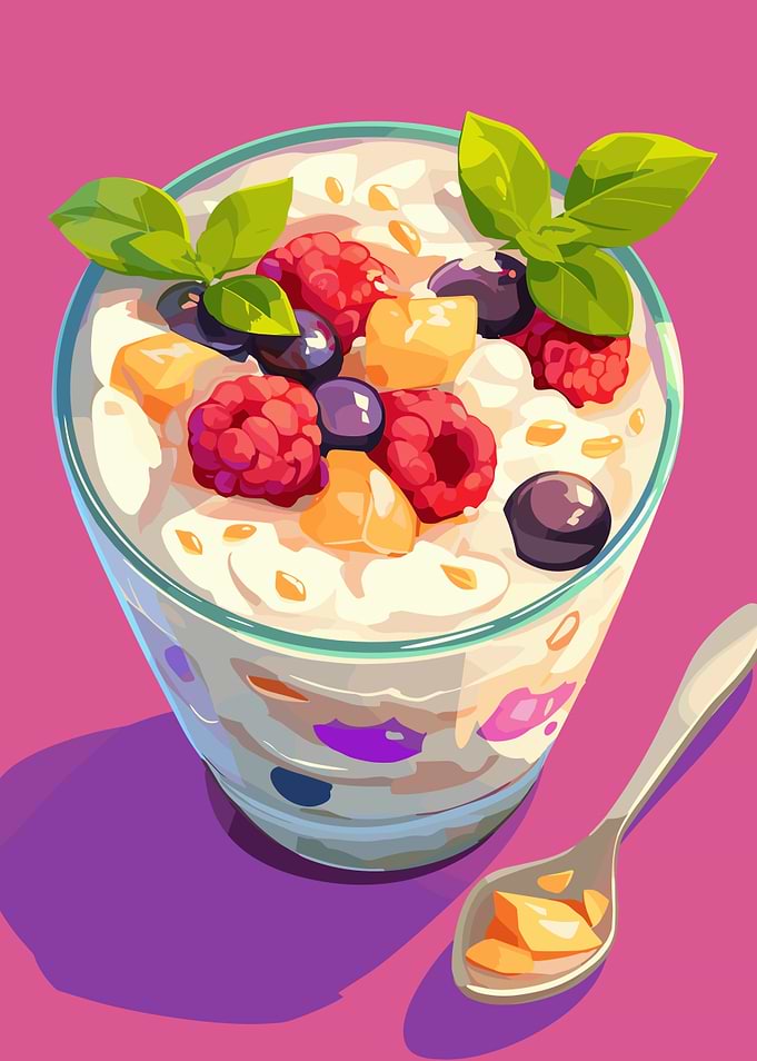 Fruit and Yogurt Parfait Illustration
