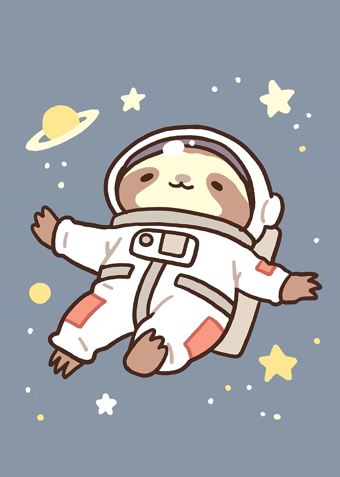 Sloth Astronaut in Space Cartoon
