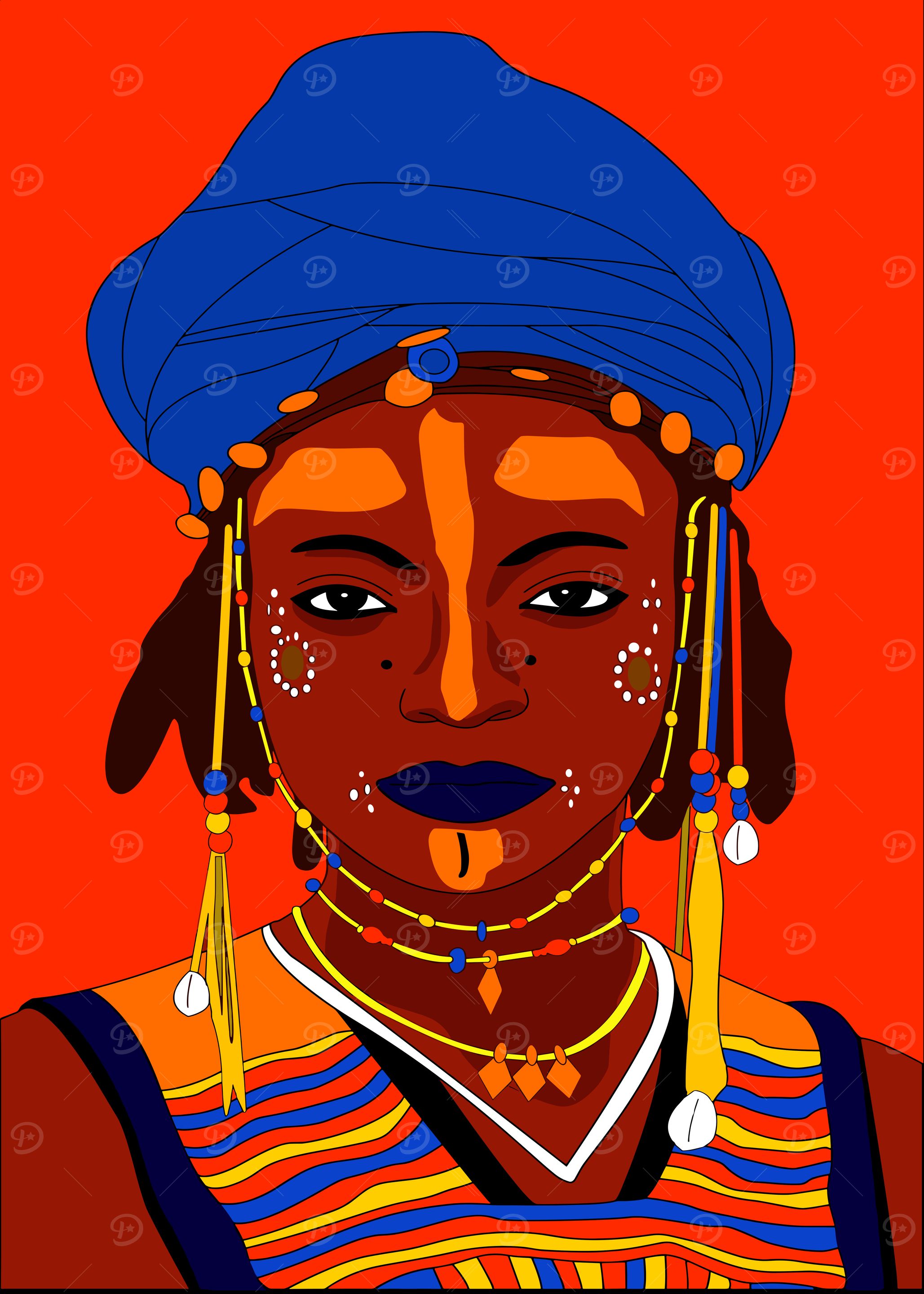 African Woman Portrait with Turban