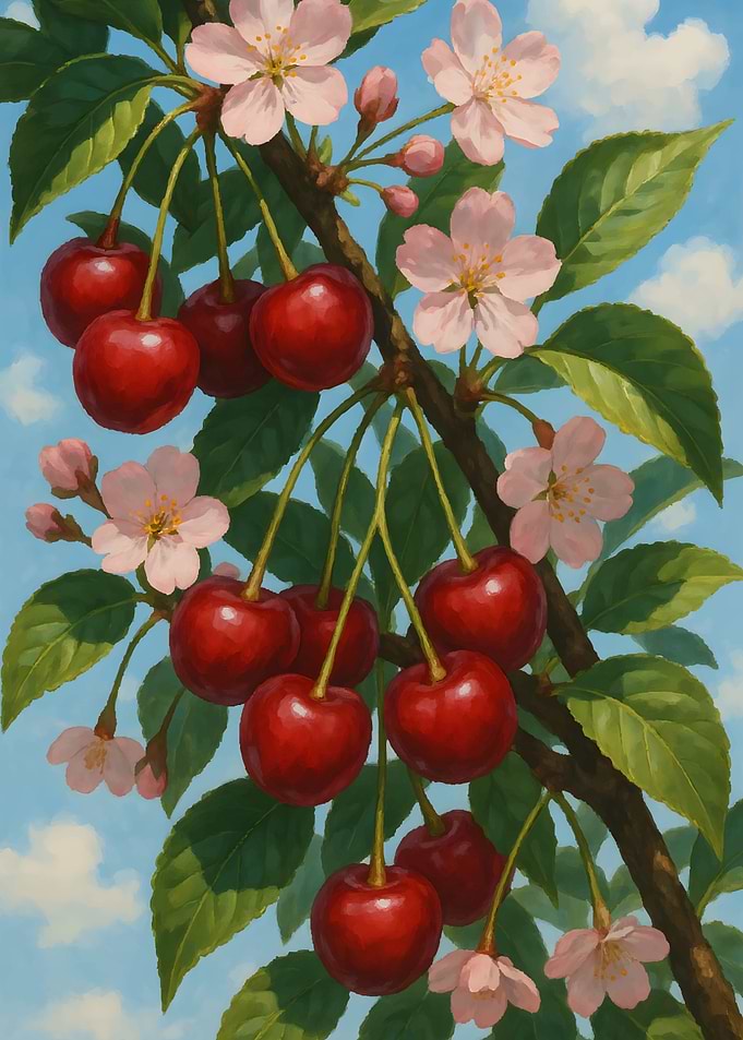 Cherry Branch with Blossoms Painting