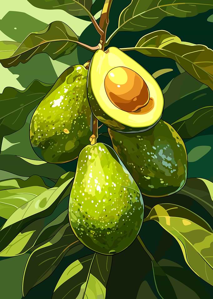 Avocado Branch Illustration