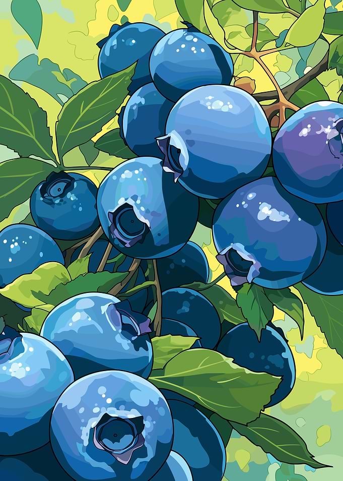 Blueberries on the branch illustration