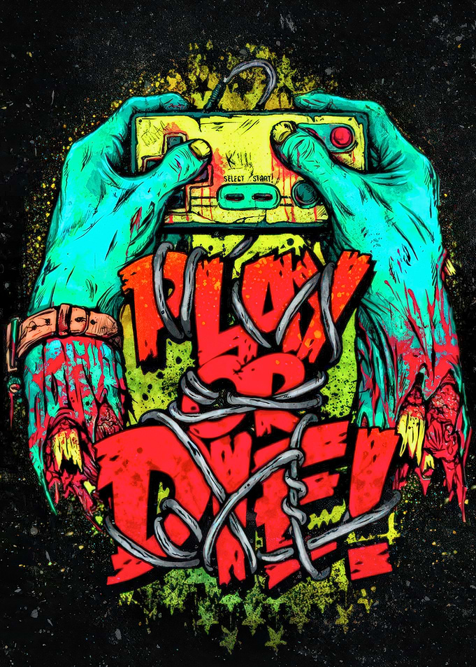 Play or Die Zombie Gaming Art