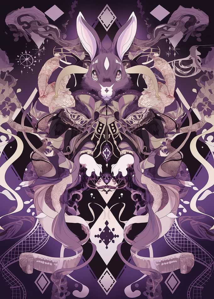 Rabbit Surreal Purple Abstract Art