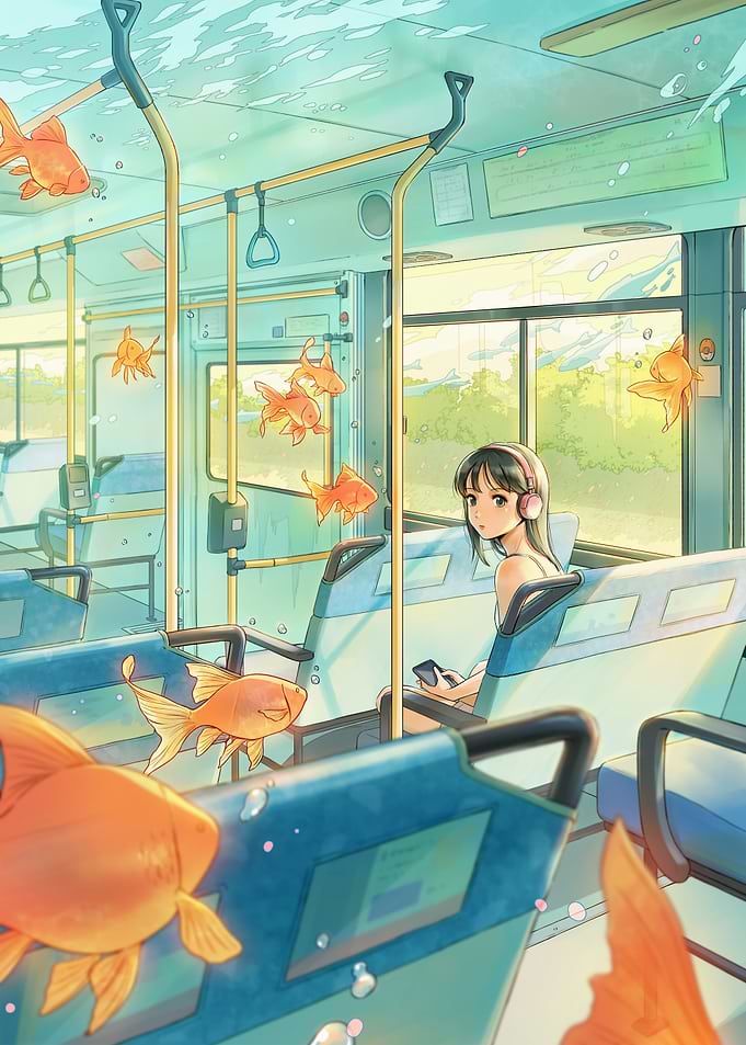 Underwater Bus Ride with Goldfish