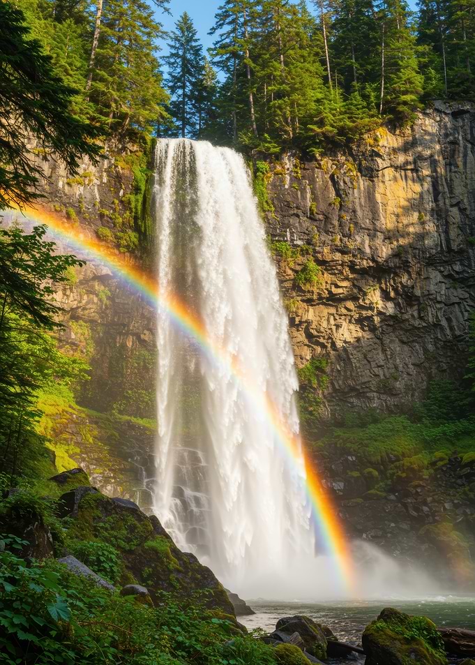 Waterfall In Forest Nature