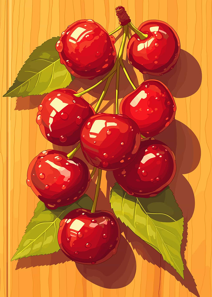 Cherries on Wood