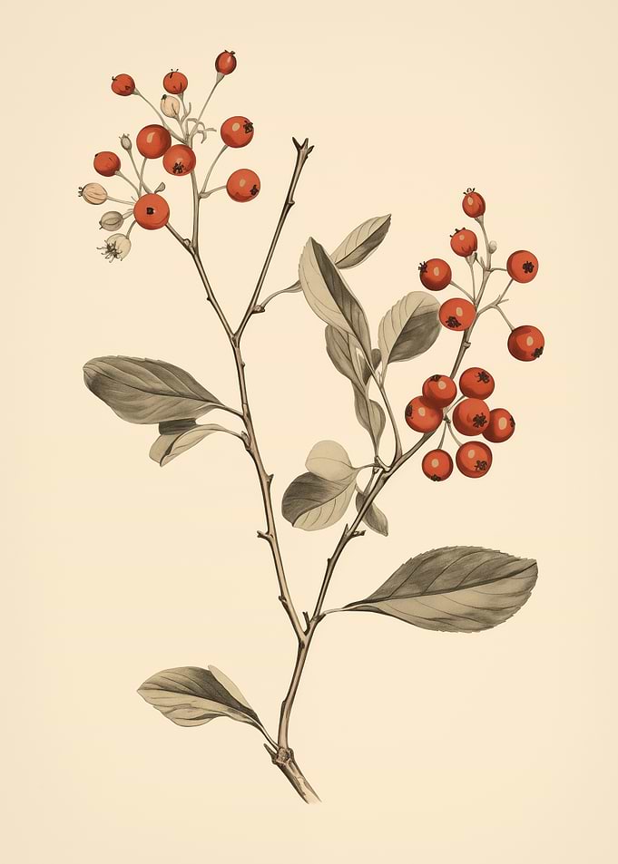 Botanical Berries Leaves
