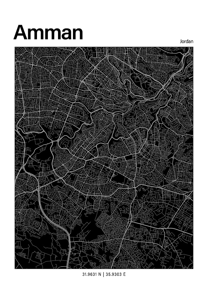 Amman Black and White Map