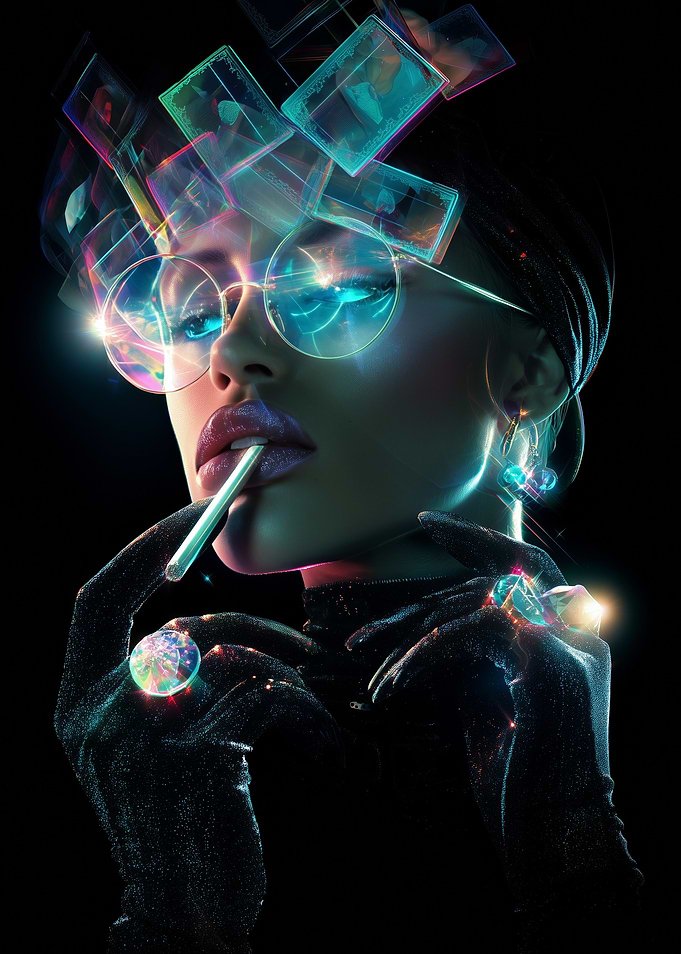 Futuristic Woman with Holographic Elements
