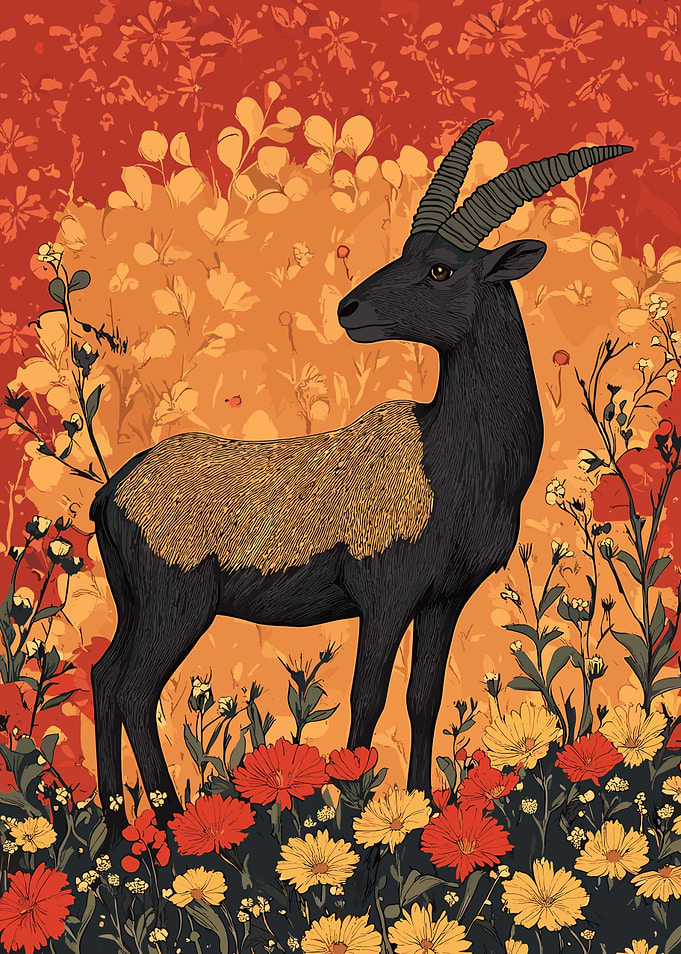 Floral Goat Illustration