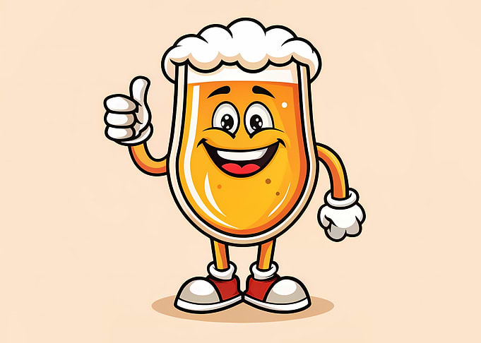 Cheerful Beer Glass Mascot — Thumbs Up Cartoon Brewery Character