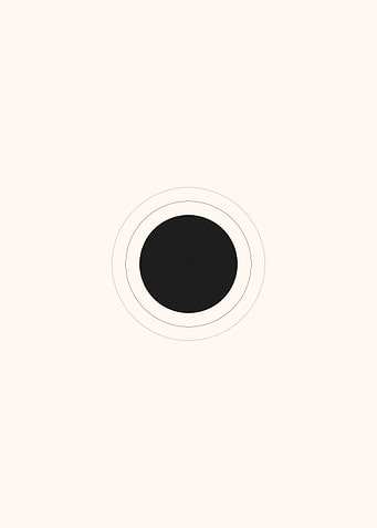 A calm centered dot with delicate orbital rings—minimal art for focus and me-time.