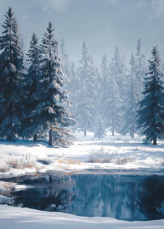 Winter landscape with snow-covered trees