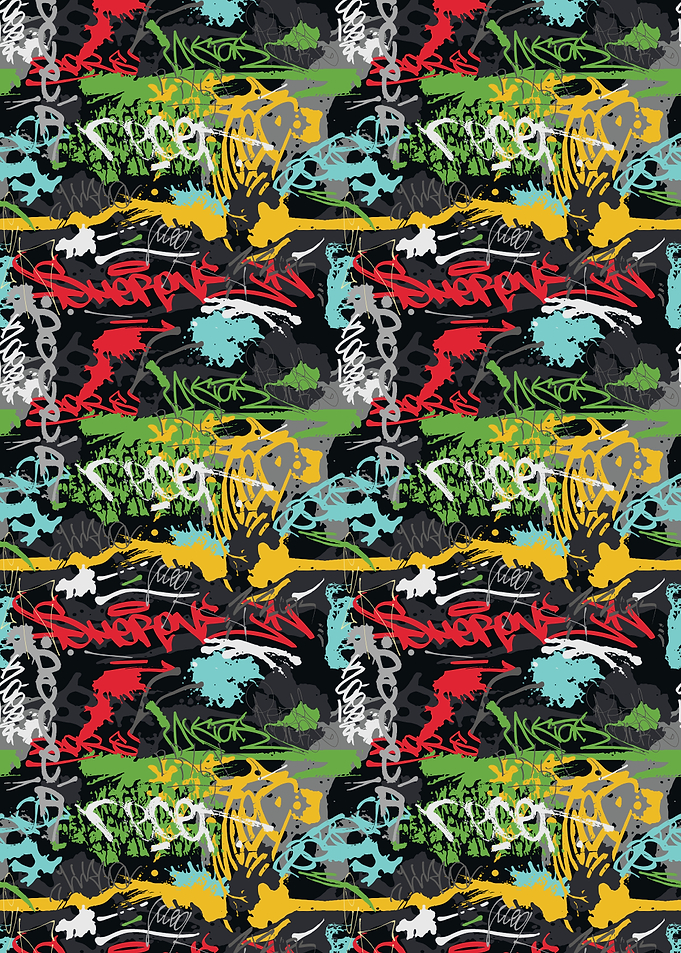 Colorful Graffiti Pattern with Text
