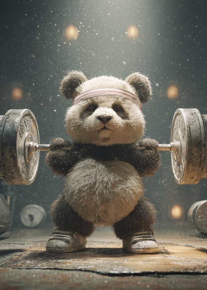Weightlifting Panda Bear