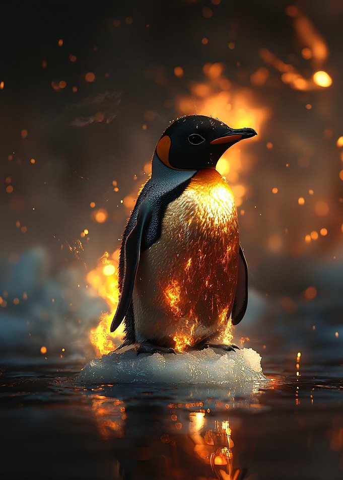 Fiery Penguin on Ice
