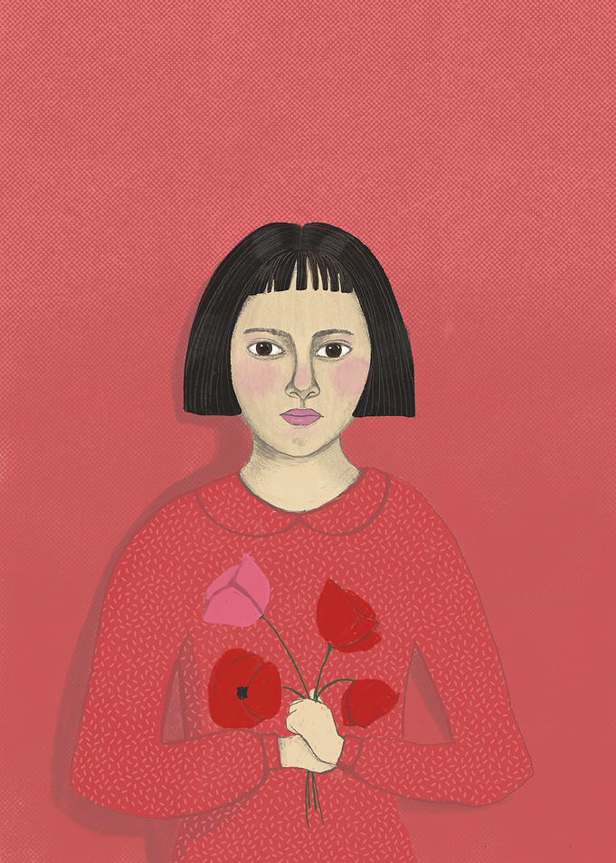 Girl with Poppies Illustration