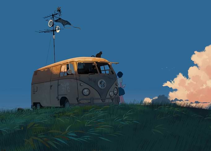 Vintage Van on a Hill