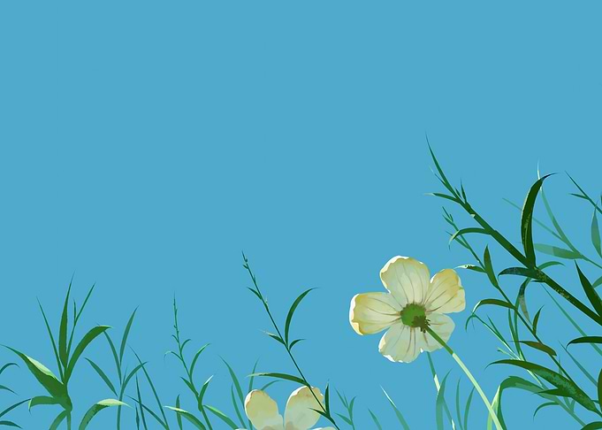 Floral meadow against a blue sky
