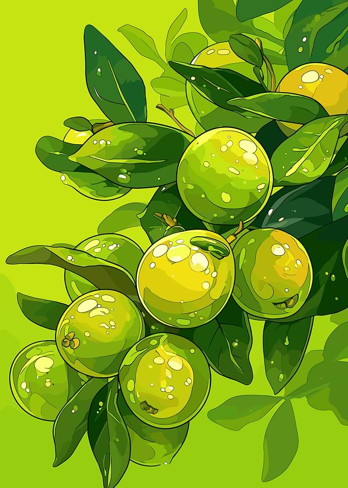 Green Citrus Fruit Illustration