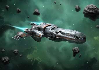 Spaceship in Asteroid Field