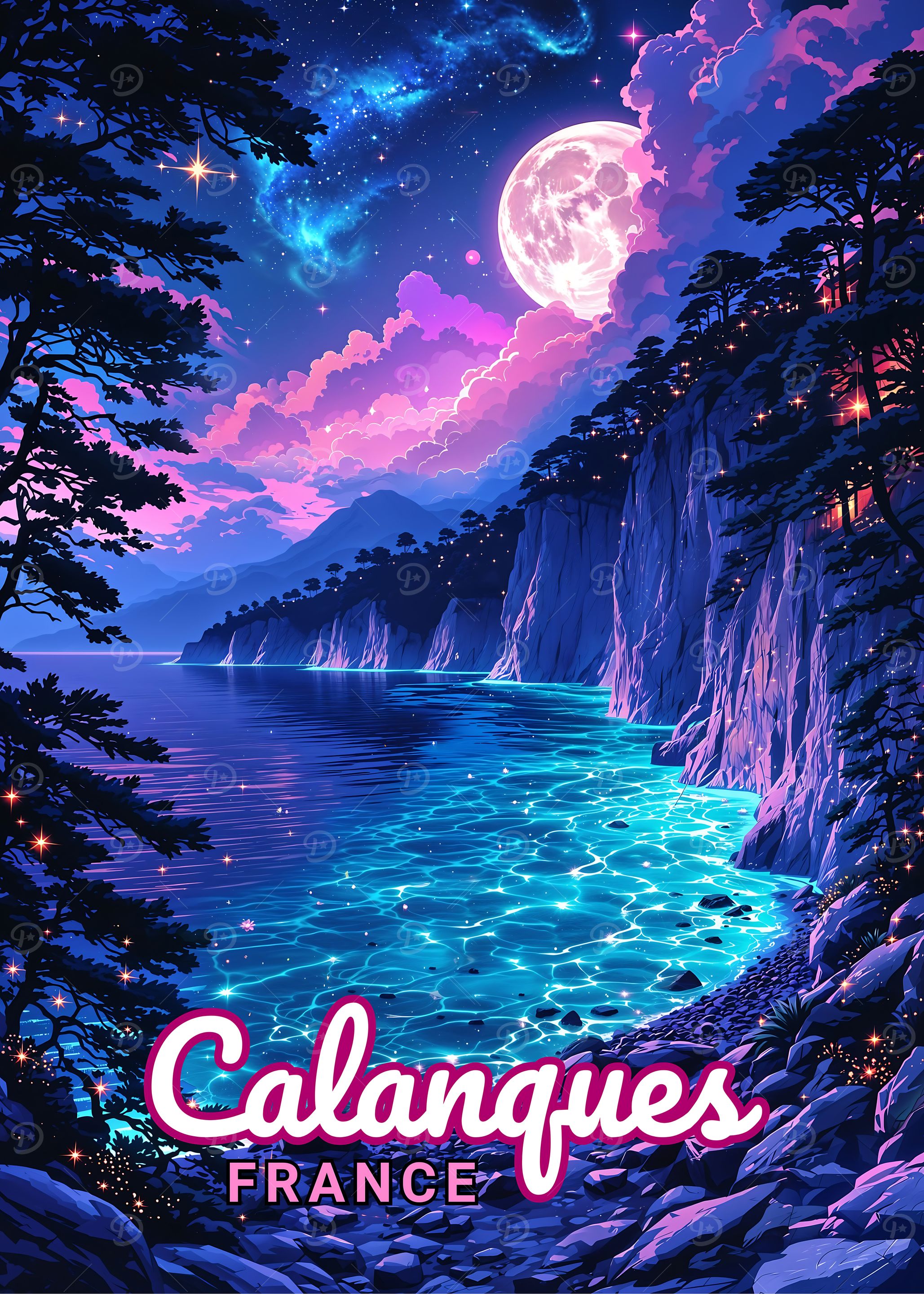 Magical Calanques, France: Nighttime Coastal Scene
