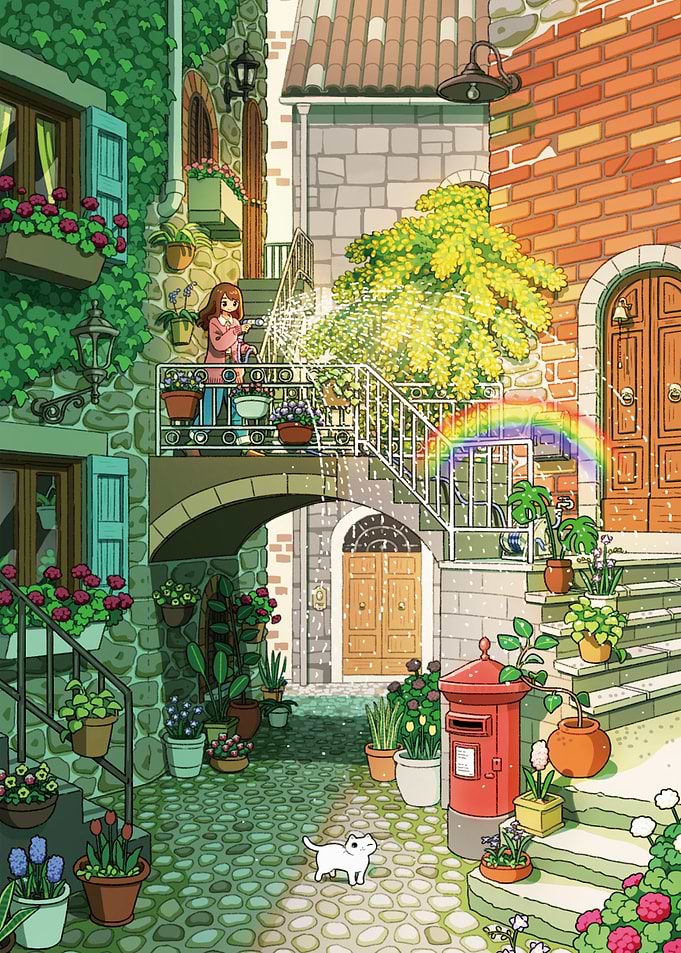Charming Italian Street Scene with Girl