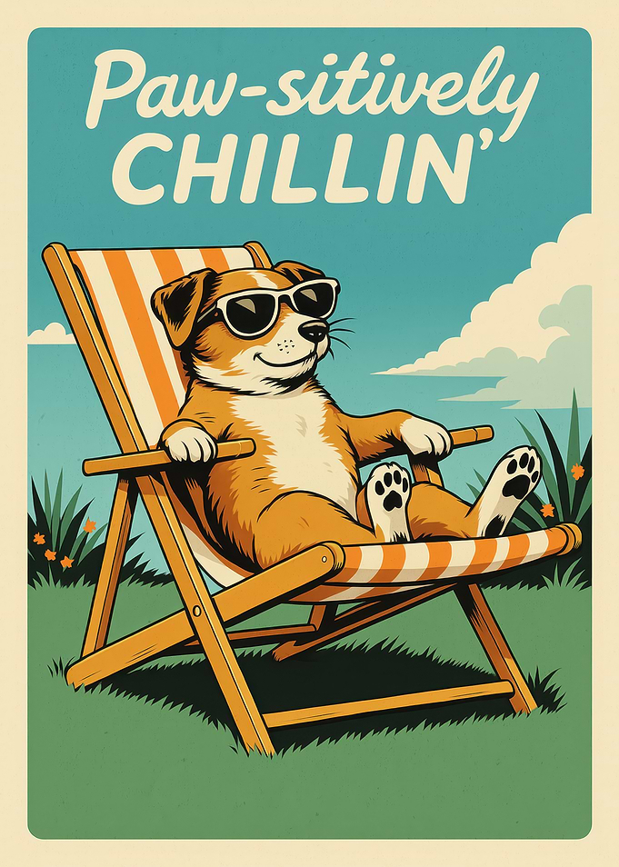 Paw-sitively Chillin' Dog in Deckchair