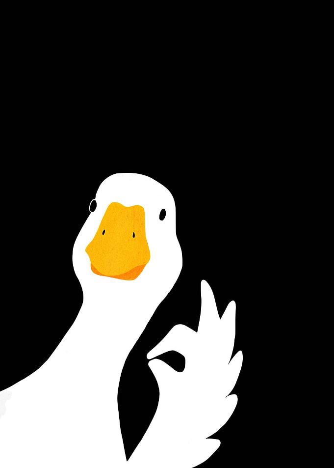 Goose 'OK' Sign on Black Background