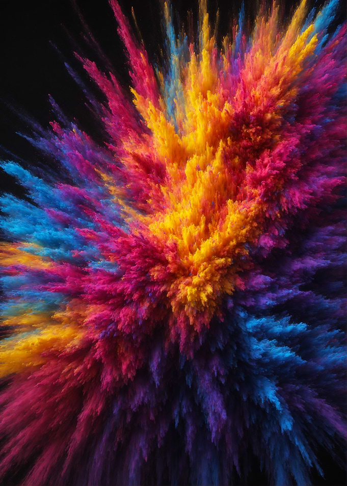 Colorful Explosion of Pigment Powder