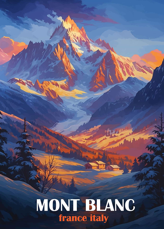 Mont Blanc Mountain Landscape Painting