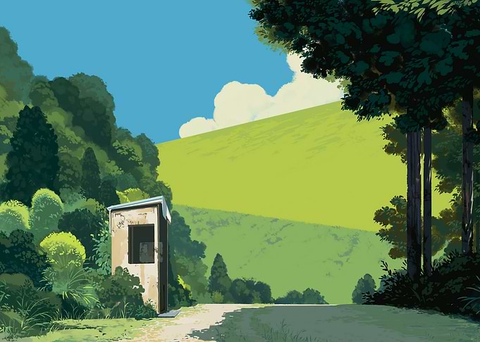 Rural Landscape with Hut and Green Hill
