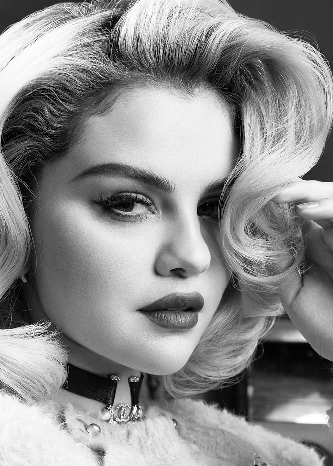 Selena Gomez Black and White Portrait