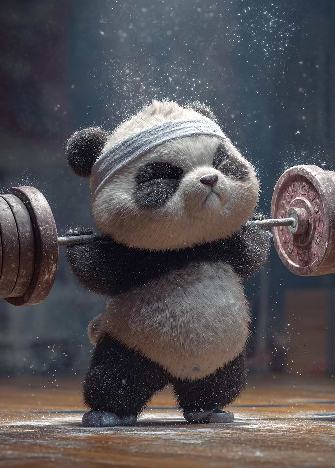 Weightlifting Panda with Headband