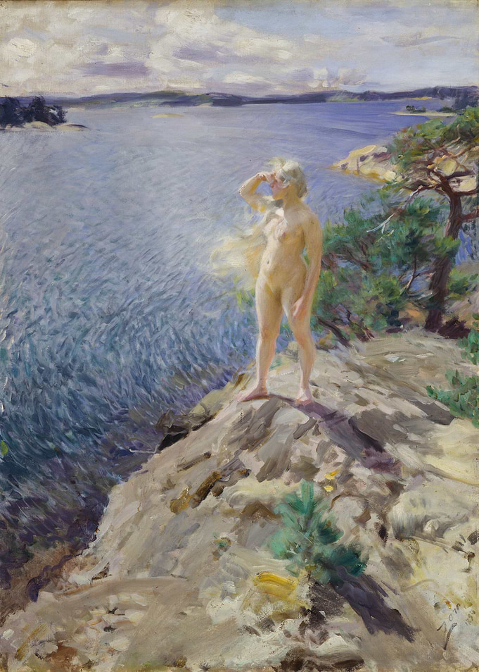 Summer Landscape with Nude Figure Painting