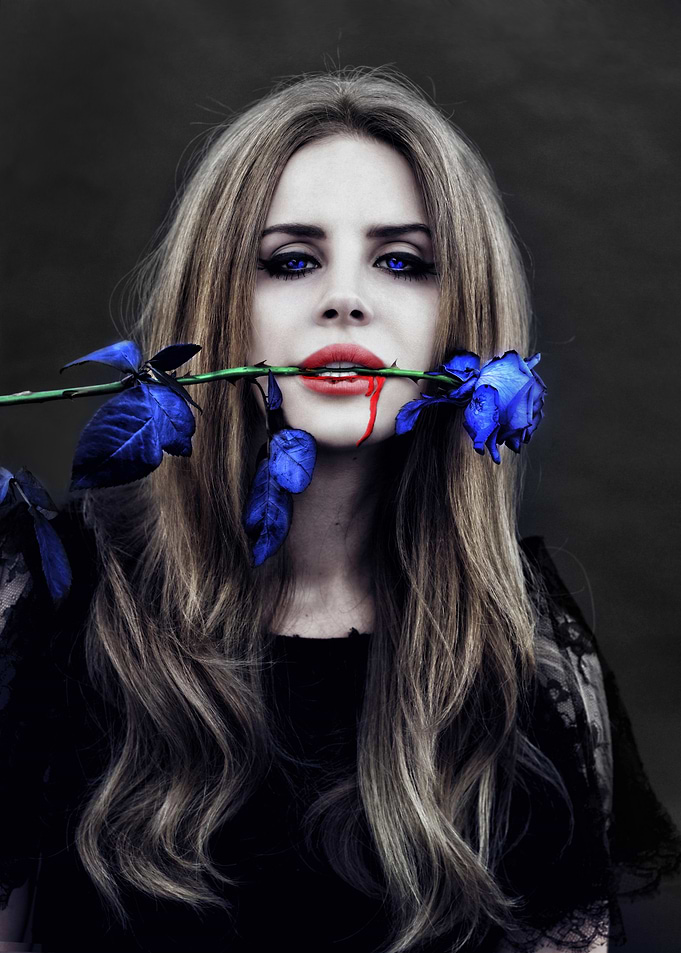lana del rey with Blue Rose and Blood