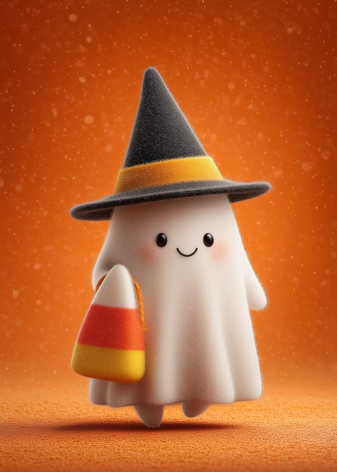 Cute Halloween Ghost with Candy Corn