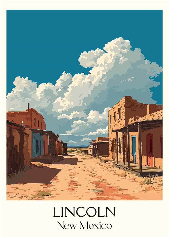 Lincoln, New Mexico street scene art