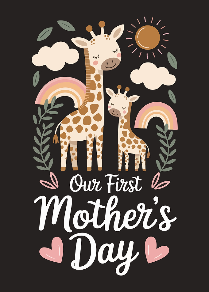 Our First Mother's Day Giraffe Illustration