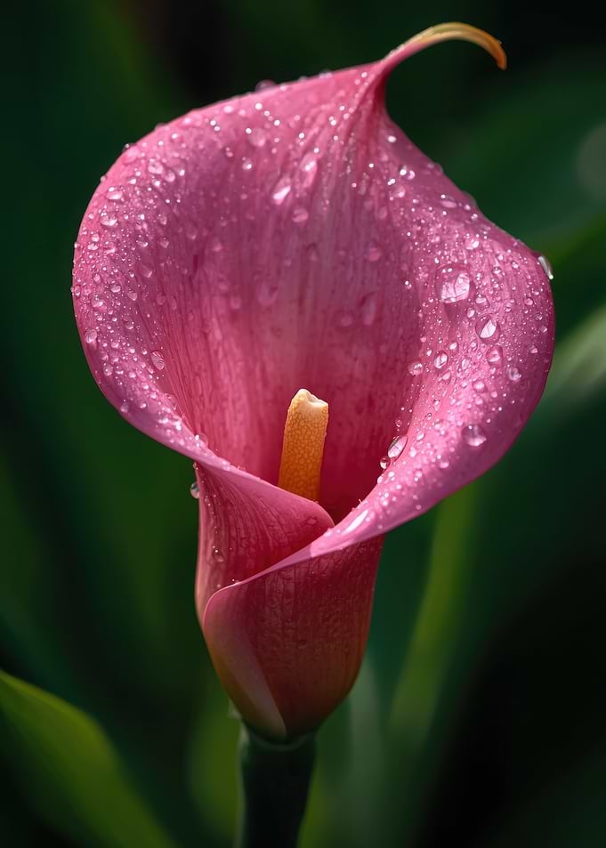 Pink Calla Lily with Water Droplets