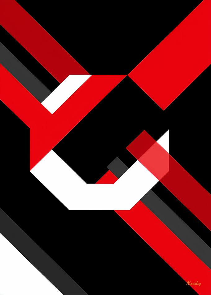 Red and White Hexagon Bauhaus Minimalist Poster